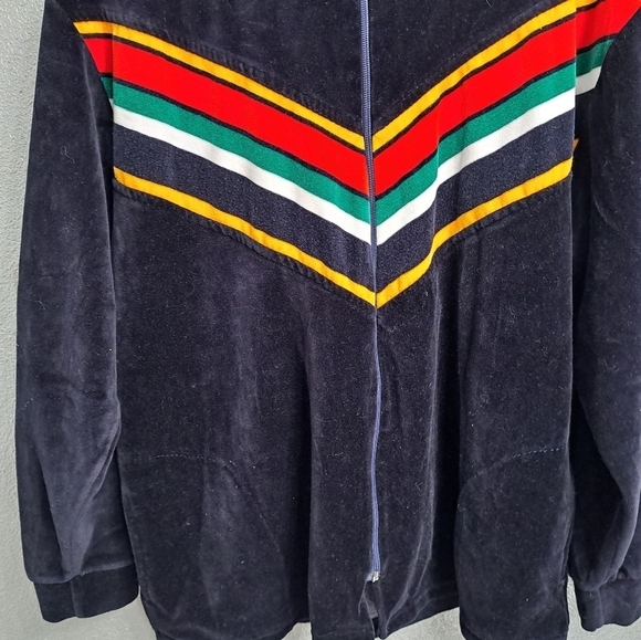 Vintage Blue Velvet Mock Neck Track Jacket Size XXXL - Picture 3 of 10